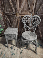 2 super cute set wicker chair and table
