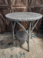 Gray wicker round tall table