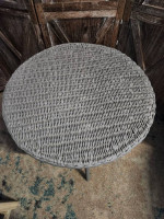 Gray wicker round tall table