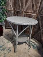 Gray wicker round tall table