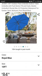 Jearey 10ft Patio Umbrella (table w/chair optional)