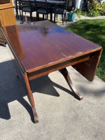 Antique Drop Leaf Dining Table w/ Leaf & Brass Feet