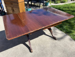 Antique Drop Leaf Dining Table w/ Leaf & Brass Feet