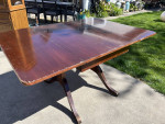 Antique Drop Leaf Dining Table w/ Leaf & Brass Feet