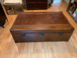 Restoration Hardware Steamer trunk leather coffee table