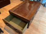 Restoration Hardware Steamer trunk leather coffee table