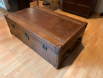 Restoration Hardware Steamer trunk leather coffee table