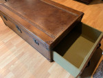 Restoration Hardware Steamer trunk leather coffee table