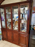 hutchback china cabinet and pentagon coffee shape table and end table
