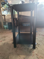 MODERN BLACK GLASS TALL END TABLE