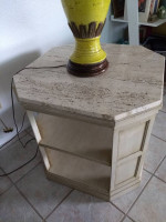 OCTAGON COFFEE TABLE WITH TRAVERTINE STONE TOPPER