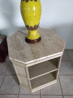 OCTAGON COFFEE TABLE WITH TRAVERTINE STONE TOPPER