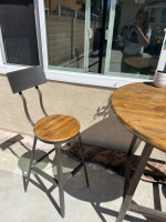 Table and 2 chairs, metal/wood