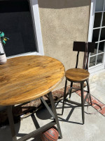 Table and 2 chairs, metal/wood