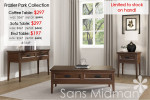 NEW IN BOX! Frazier Park Cherry Finish  Table Collection! $297