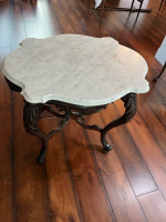 Marble top solid wood side table