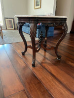 Marble top solid wood side table