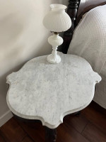 Marble top solid wood side table