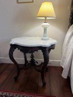 Marble top solid wood side table