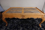 French Provincial Solid Wood Coffee Table w/ Marble Inlays - Delivered