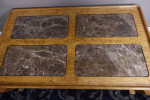 French Provincial Solid Wood Coffee Table w/ Marble Inlays - Delivered