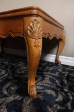 French Provincial Solid Wood Coffee Table w/ Marble Inlays - Delivered