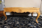 French Provincial Solid Wood Coffee Table w/ Marble Inlays - Delivered