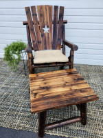 BRAND NEW Rustic Log Rocking Chair and Stool Rocker Star Side Table En