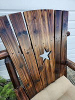 BRAND NEW Rustic Log Rocking Chair and Stool Rocker Star Side Table En