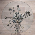 Hollywood Regency Gilt Iron Flowers Side Table