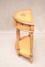 Floral Stenciled Half Moon Side Table