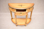 Floral Stenciled Half Moon Side Table