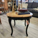 Adorable Black side table with Natural Top ( V )