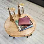 Adorable Black side table with Natural Top ( V )