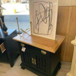 Black Side Table with Natural Top ( V )