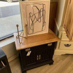 Black Side Table with Natural Top ( V )