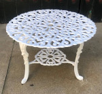 Small White Outdoor Fancy Metal Patio Table - 23x16