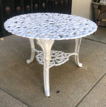 Small White Outdoor Fancy Metal Patio Table - 23x16