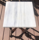 Marble Top Wood Pedestal Table / Plant Stand - 14x14x29 ½”
