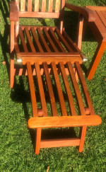 Very Nice Pair of Java Teak Deluxe Steamer Chairs & Teak Accent Table