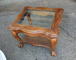 Solid Wood & Leaded Glass End Table