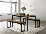 Brand New Space Saving Sturdy Dining Set Table And 2 Benches 3 pc Set