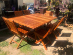 Very Nice 7 Piece Java Teak Extension Table and Chairs