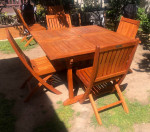 Very Nice 7 Piece Java Teak Extension Table and Chairs