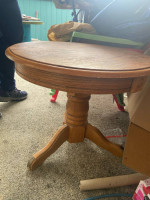 Small oak round side table