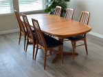 Niels Koefoed Danish Teak Dining Set 6 Eva Chairs Teak Table &2 Leaves