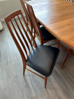Niels Koefoed Danish Teak Dining Set 6 Eva Chairs Teak Table &2 Leaves