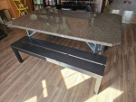 Granite dining room table with bench seating