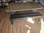 Granite dining room table with bench seating