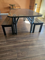 Granite dining room table with bench seating